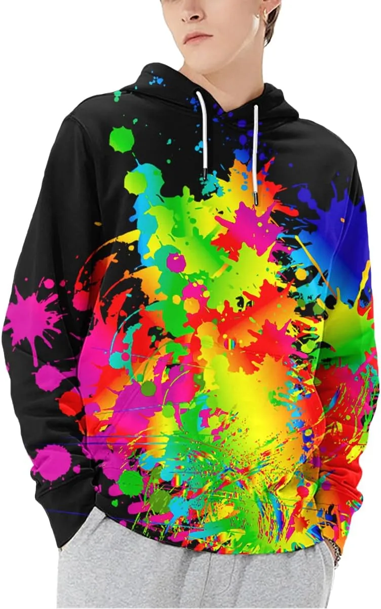Neemanndy Unisex Colorful Graphic Hoodies 3D Print Cool Sweatshirt Cool Design with Pocket for Men and Women