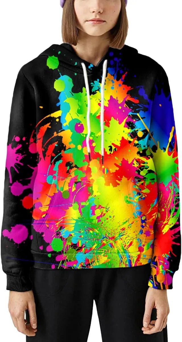 Neemanndy Unisex Colorful Graphic Hoodies 3D Print Cool Sweatshirt Cool Design with Pocket for Men and Women