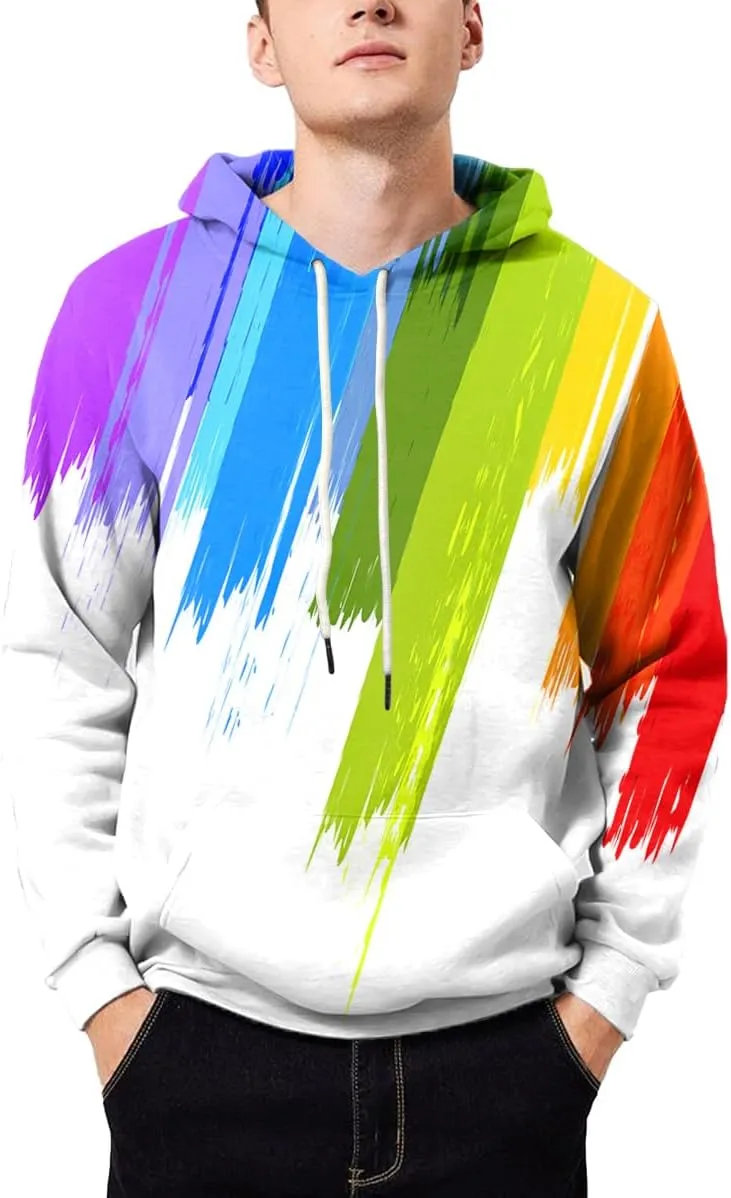 Neemanndy Unisex Colorful Graphic Hoodies 3D Print Cool Sweatshirt Cool Design with Pocket for Men and Women