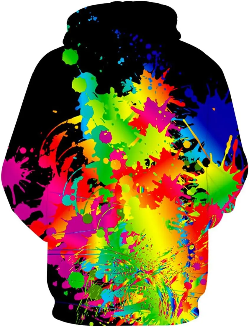 Neemanndy Unisex Colorful Graphic Hoodies 3D Print Cool Sweatshirt Cool Design with Pocket for Men and Women
