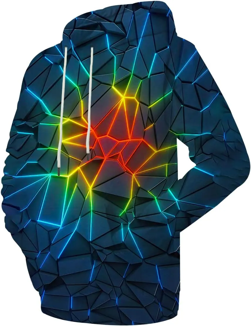 Neemanndy Unisex Colorful Graphic Hoodies 3D Print Cool Sweatshirt Cool Design with Pocket for Men and Women
