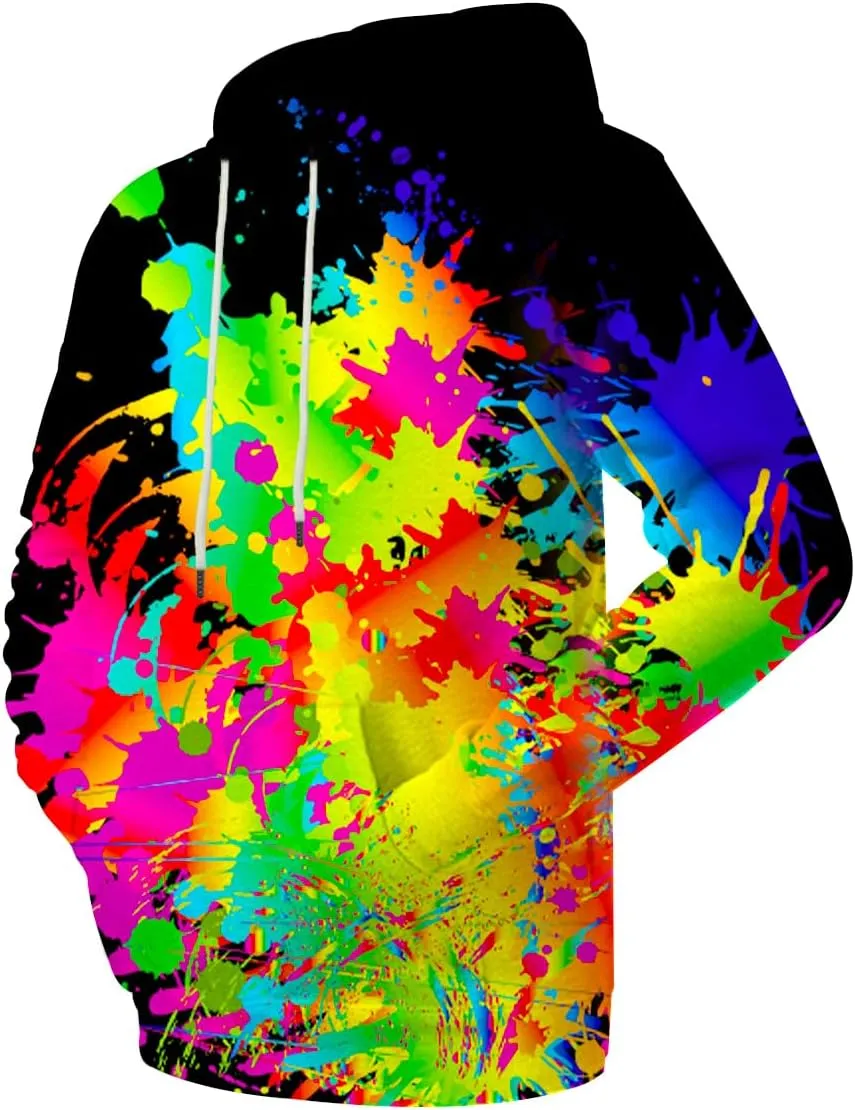 Neemanndy Unisex Colorful Graphic Hoodies 3D Print Cool Sweatshirt Cool Design with Pocket for Men and Women