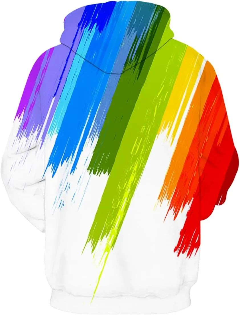 Neemanndy Unisex Colorful Graphic Hoodies 3D Print Cool Sweatshirt Cool Design with Pocket for Men and Women