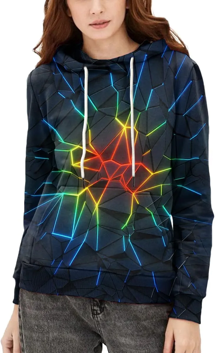 Neemanndy Unisex Colorful Graphic Hoodies 3D Print Cool Sweatshirt Cool Design with Pocket for Men and Women