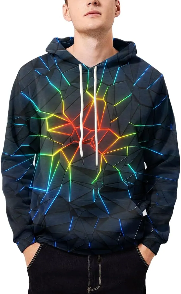 Neemanndy Unisex Colorful Graphic Hoodies 3D Print Cool Sweatshirt Cool Design with Pocket for Men and Women