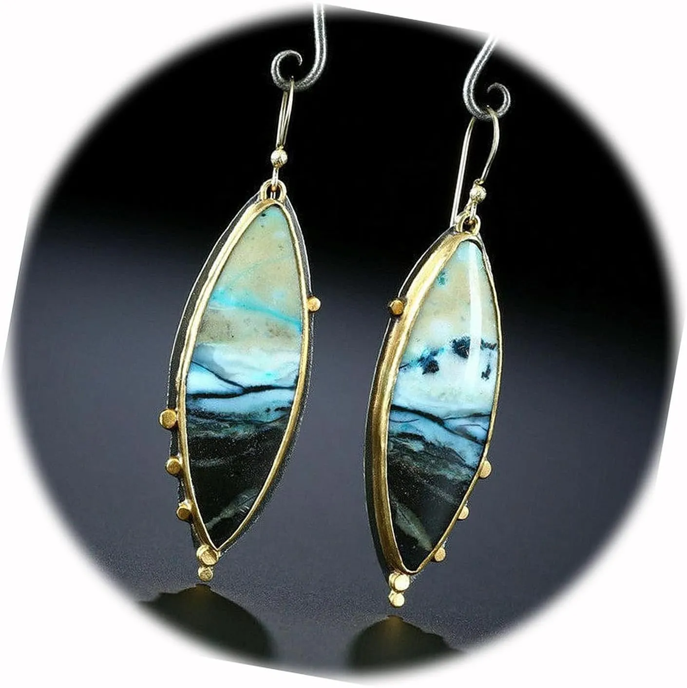 New Two-Tone Silver and Gold Plated Gemstone Hook Dangle Drop Earrings Elegant Cute Unique Stunning Pretty jewerly Perfect for Any Occasion CRR02471INE