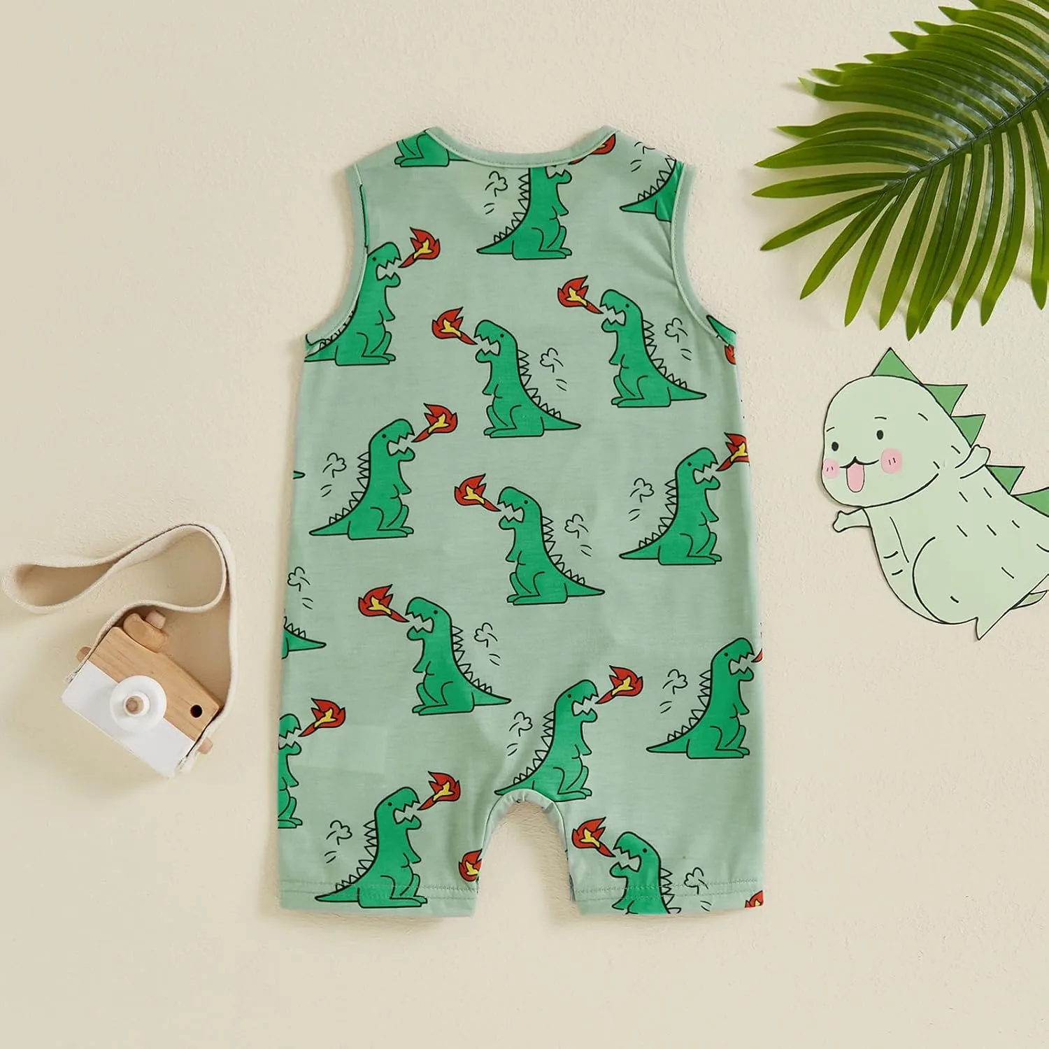 Newborn Baby Boy Summer Romper Cactus/Dinosaur Sleeveless Romper Shorts One Piece Jumpsuit Playsuit Dinosaur Outfit
