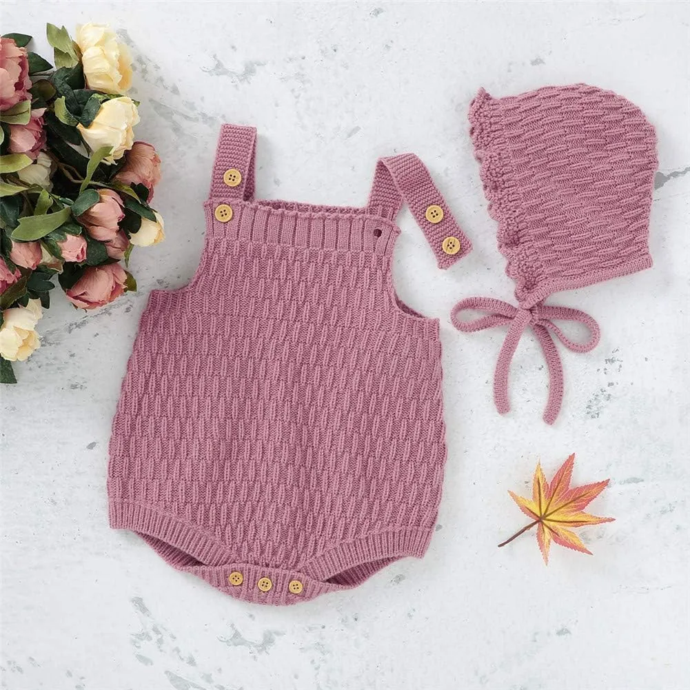 Newborn Baby Girl Knit Rompers Sleeveless Buttons Bodysuit Jumpsuit for Unisex Girls Boys Summer Outfit Set