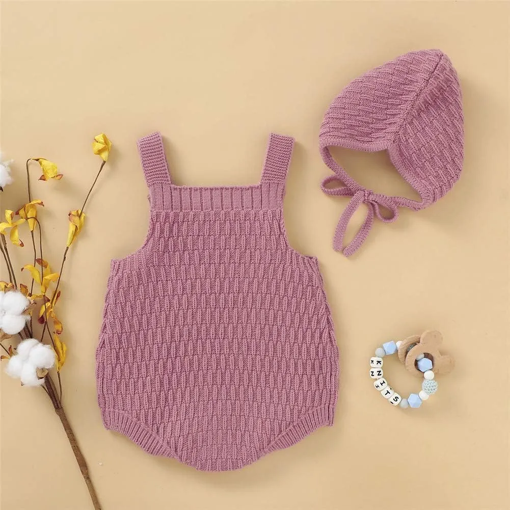 Newborn Baby Girl Knit Rompers Sleeveless Buttons Bodysuit Jumpsuit for Unisex Girls Boys Summer Outfit Set