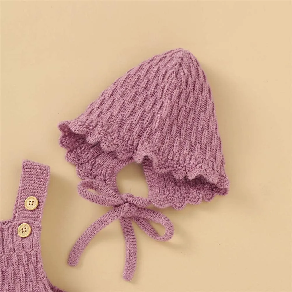 Newborn Baby Girl Knit Rompers Sleeveless Buttons Bodysuit Jumpsuit for Unisex Girls Boys Summer Outfit Set