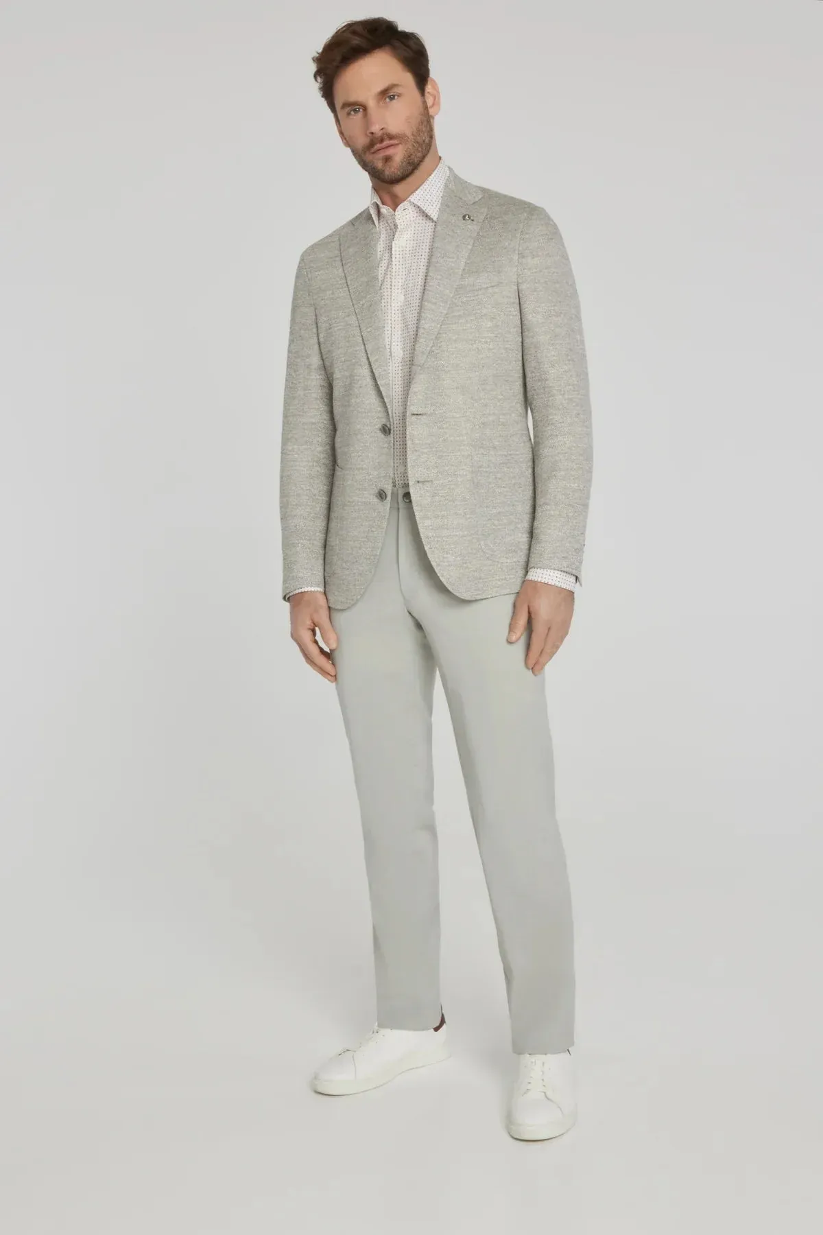 Oatmeal Mouliné Hampton Contemporary Fit Linen Knit Sport Jacket - Jack Victor