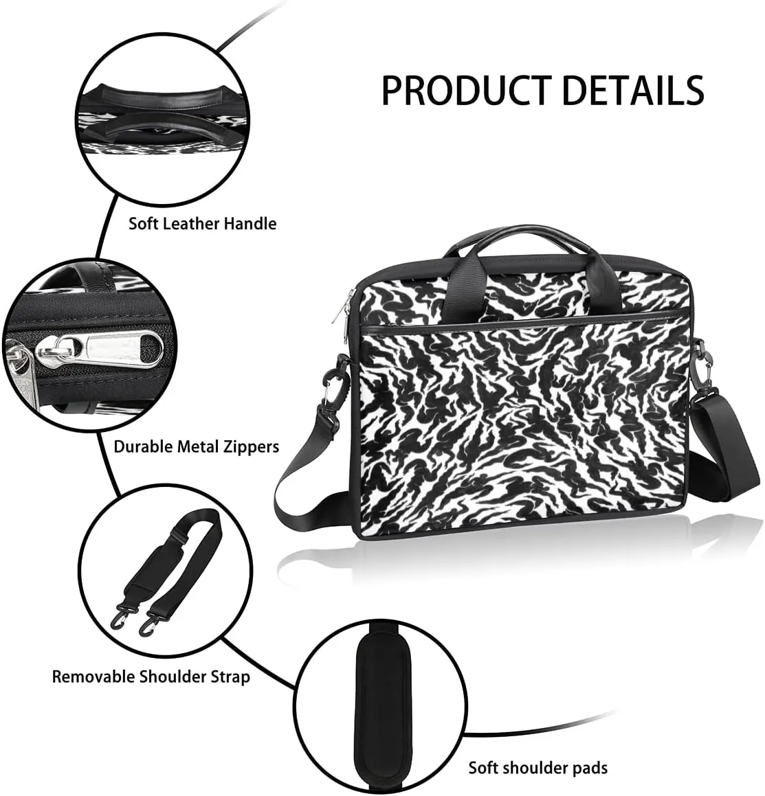 People Shapes Laptop Shoulder Messenger Bag Waterproof Laptop Briefcase Handle Padded Strap