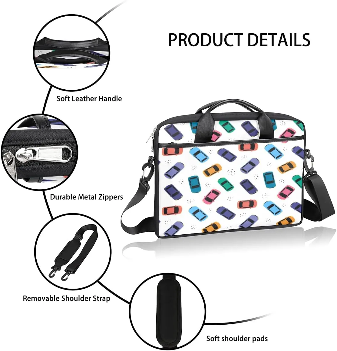 People Shapes Laptop Shoulder Messenger Bag Waterproof Laptop Briefcase Handle Padded Strap
