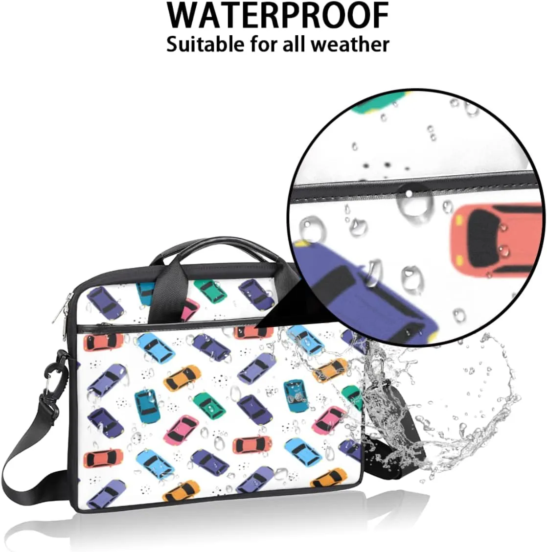 People Shapes Laptop Shoulder Messenger Bag Waterproof Laptop Briefcase Handle Padded Strap