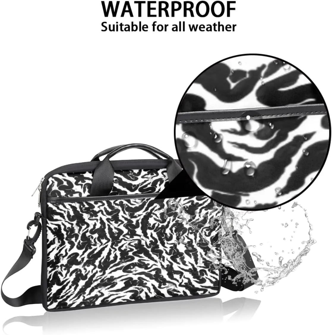 People Shapes Laptop Shoulder Messenger Bag Waterproof Laptop Briefcase Handle Padded Strap