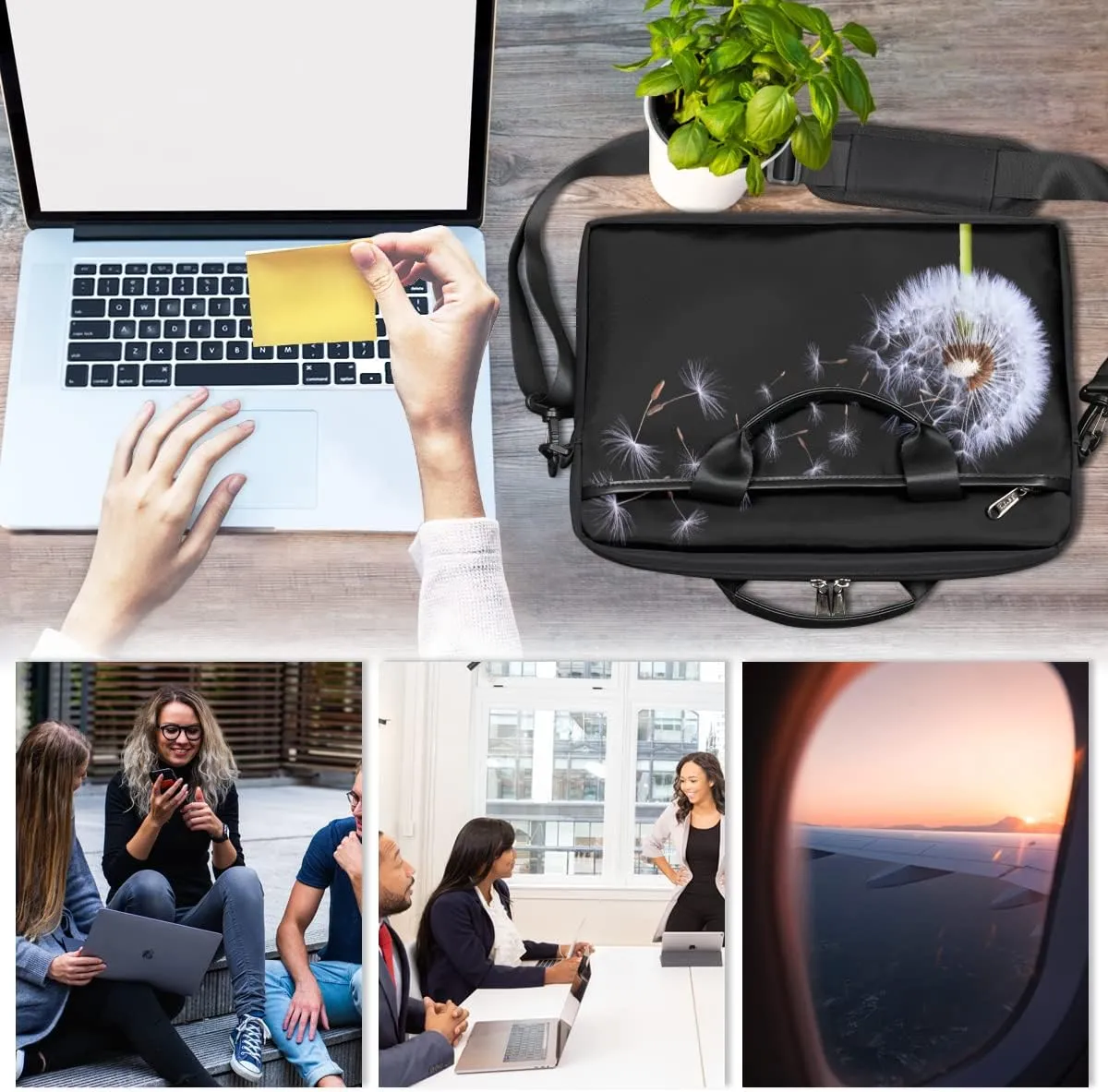 People Shapes Laptop Shoulder Messenger Bag Waterproof Laptop Briefcase Handle Padded Strap