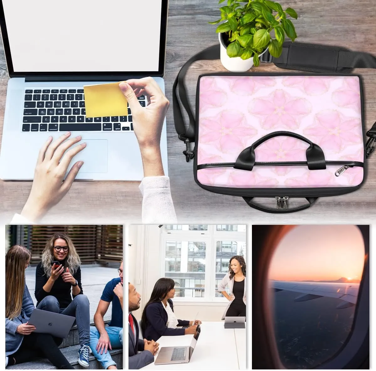 People Shapes Laptop Shoulder Messenger Bag Waterproof Laptop Briefcase Handle Padded Strap