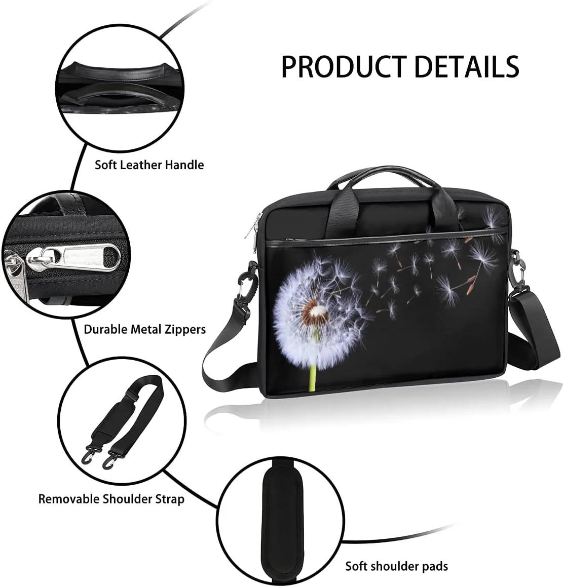 People Shapes Laptop Shoulder Messenger Bag Waterproof Laptop Briefcase Handle Padded Strap