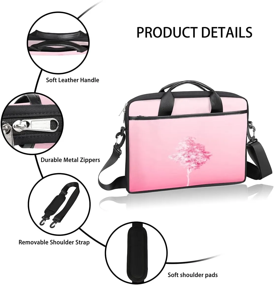 People Shapes Laptop Shoulder Messenger Bag Waterproof Laptop Briefcase Handle Padded Strap