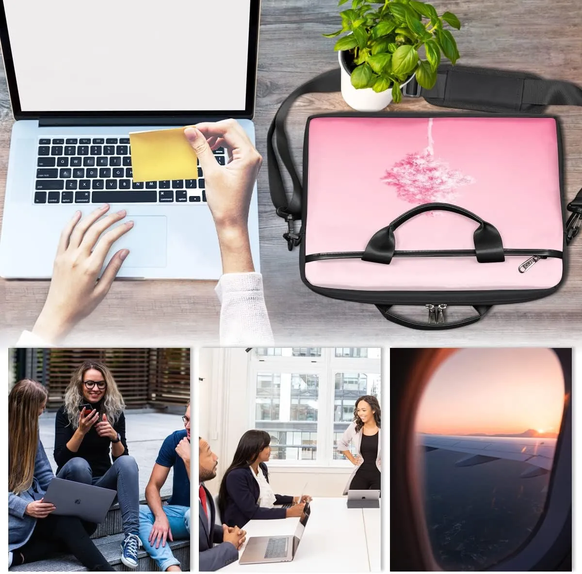 People Shapes Laptop Shoulder Messenger Bag Waterproof Laptop Briefcase Handle Padded Strap