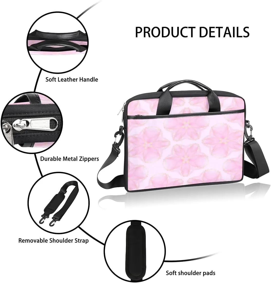 People Shapes Laptop Shoulder Messenger Bag Waterproof Laptop Briefcase Handle Padded Strap