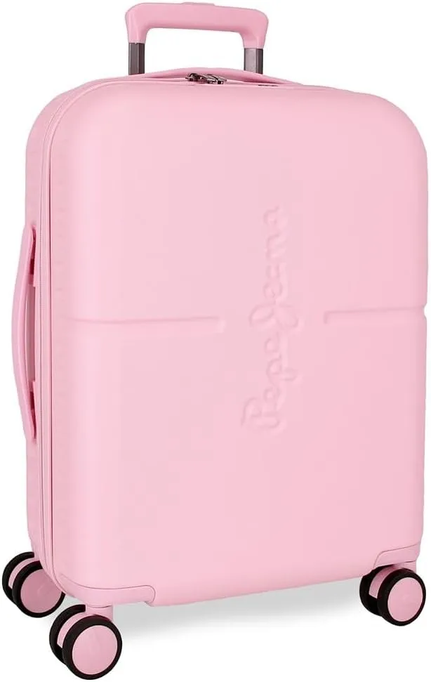 Pepe Jeans Highlight Cabin Suitcase Pink 40 x 55 x 20 cm ABS Integrated TSA Lock 37L 2.76kg 4 Double Wheels Cabin Luggage by Joumma Bags Pink Cabin Suitcase, lightpink, 40 cm x 55 cm x 20 cm, Suitcase