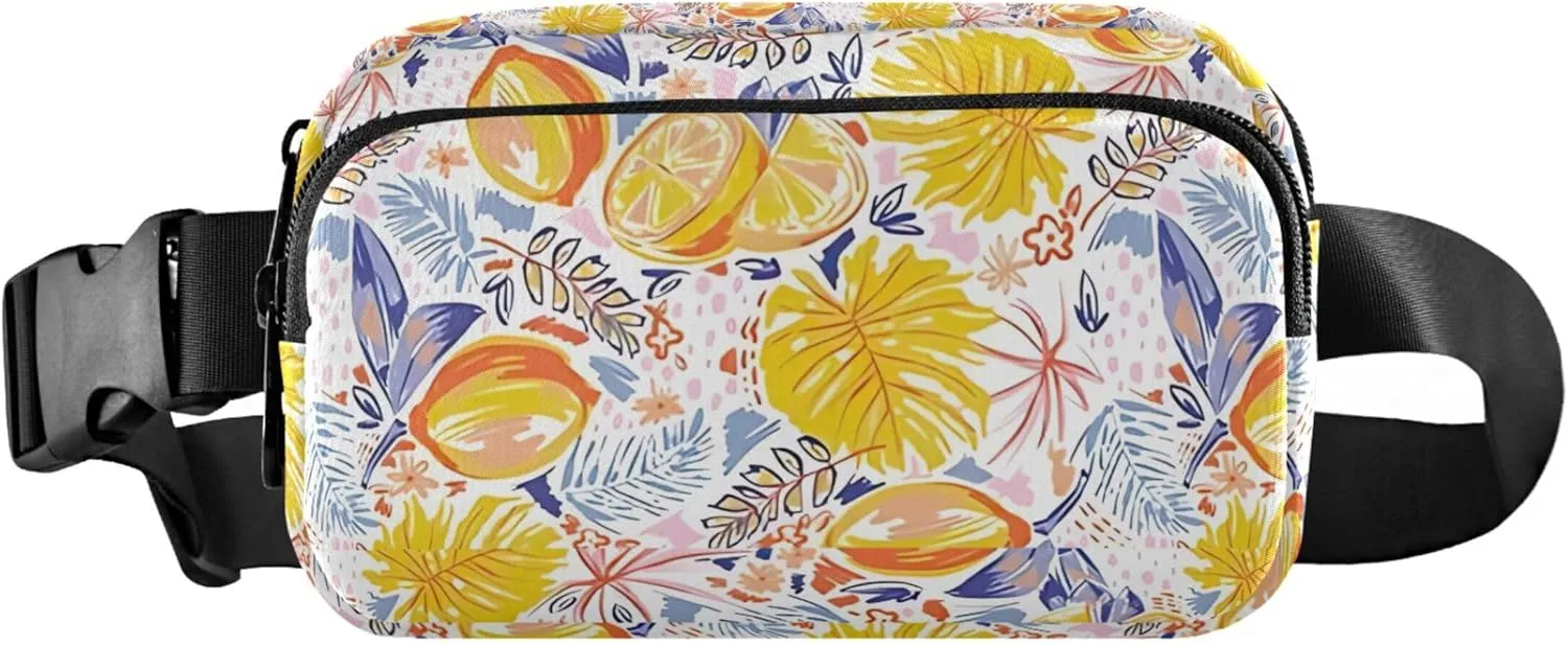 Personalized Colourful Fruits Lemon Monstera Waterproof Womens Fanny Pack Hip Pouch Belt Bag Fashion Travel Waist Pouch