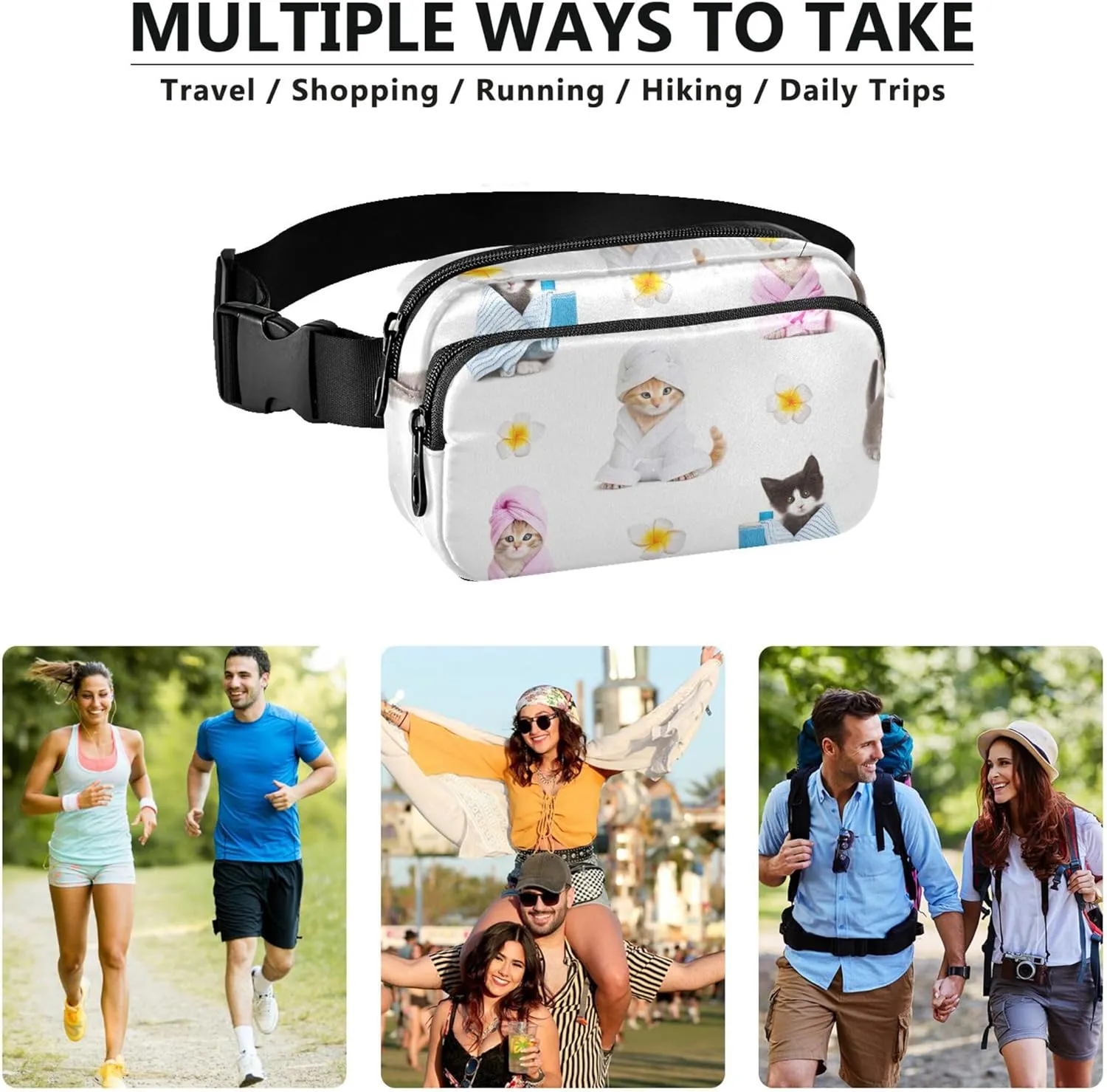 Please Help me Make Cute Womens Fanny Pack Waterproof Hip Pouch Belt Bag Flower Waist Purse for Women