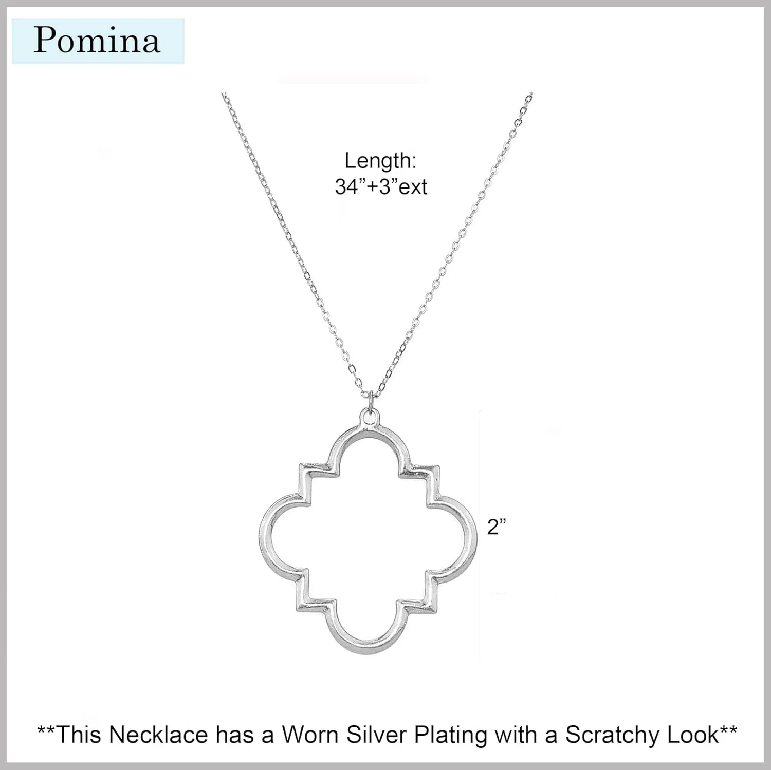 POMINA Gold Fashion Long Chain Necklace Quatrefoil Necklace Two-Tone Clover Pendant Necklace Geometric Pendant Sweater Long Necklace for Women