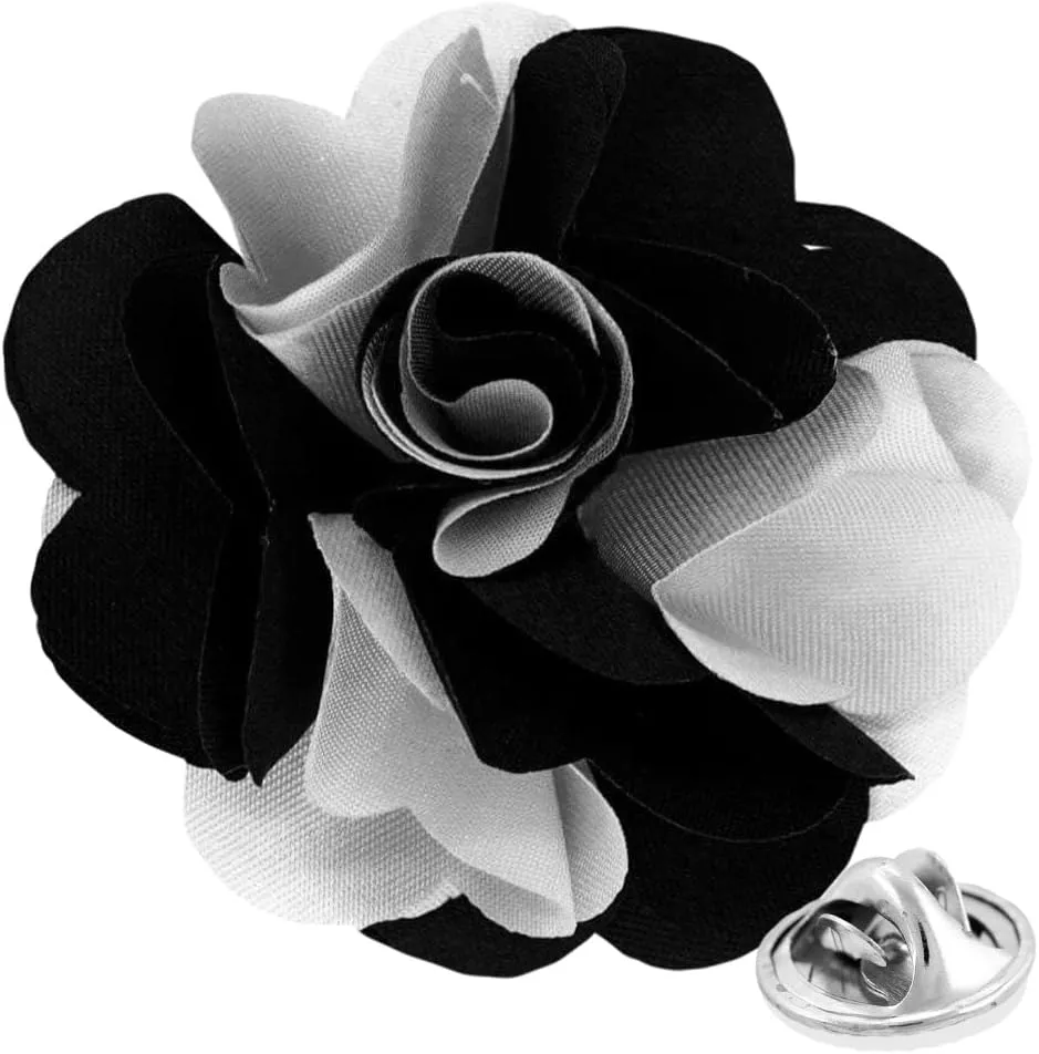 Premium Two-Tone Flower Lapel Pin - Formal Boutonniere for Men, Flower Brooch Pin