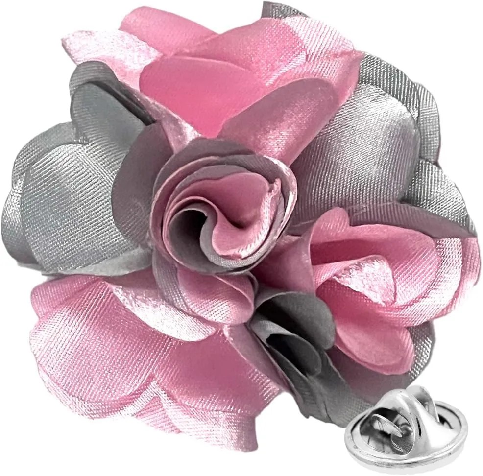 Premium Two-Tone Flower Lapel Pin - Formal Boutonniere for Men, Flower Brooch Pin