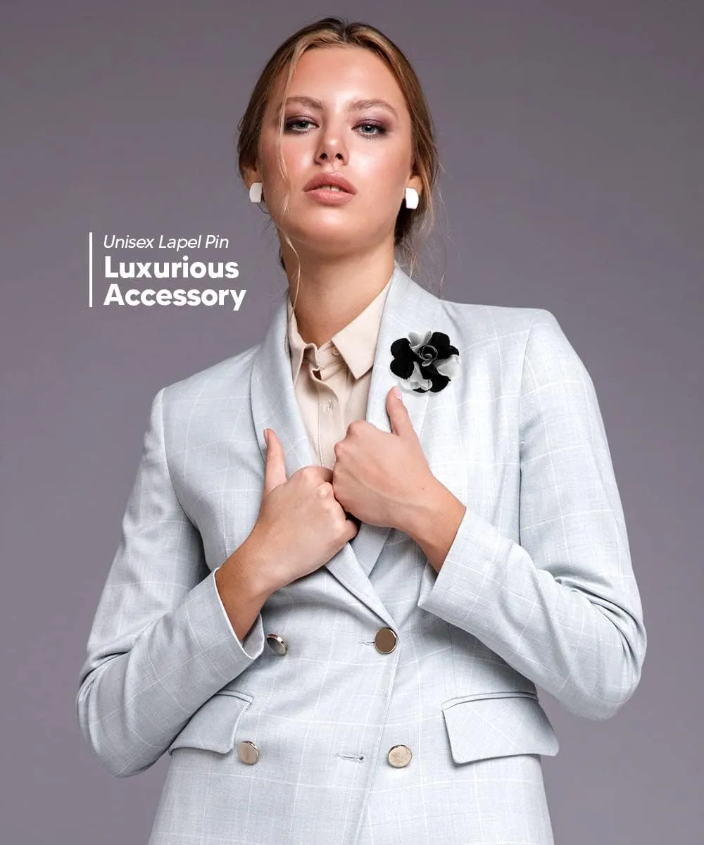 Premium Two-Tone Flower Lapel Pin - Formal Boutonniere for Men, Flower Brooch Pin