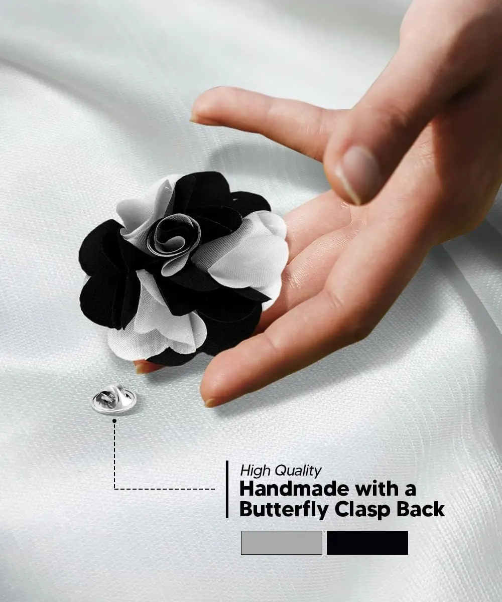 Premium Two-Tone Flower Lapel Pin - Formal Boutonniere for Men, Flower Brooch Pin