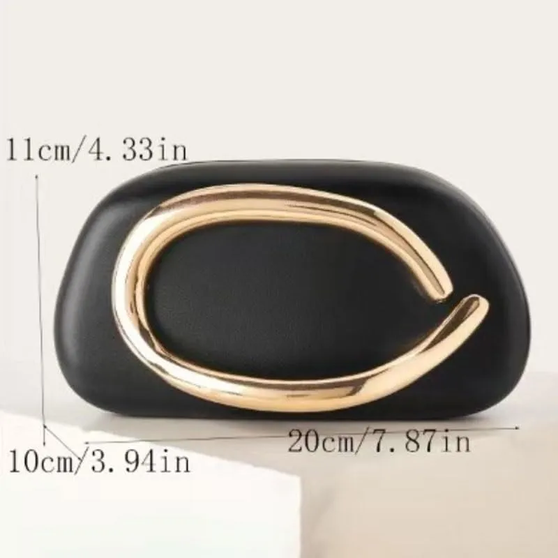 PU Leather Black Evening Bag Simple Versatile Banquet Handbag