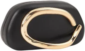 PU Leather Black Evening Bag Simple Versatile Banquet Handbag