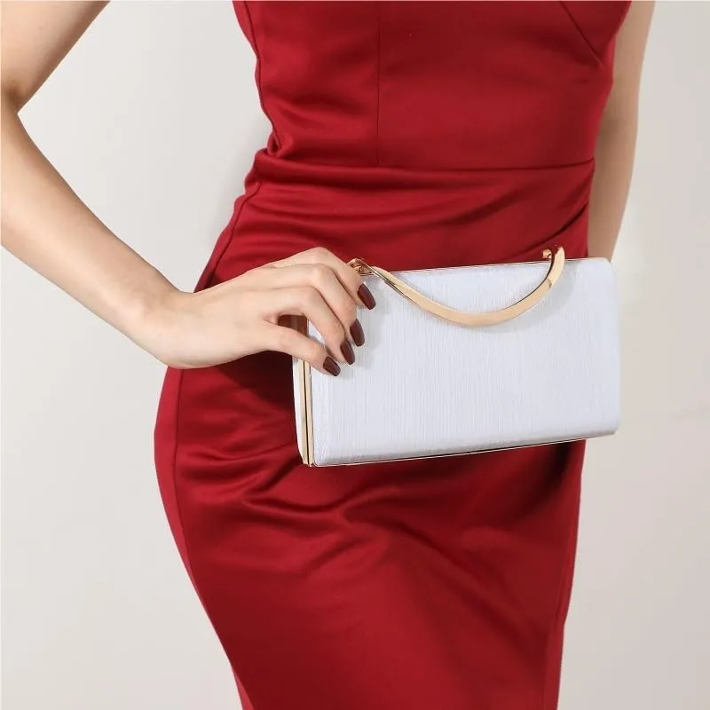 PU Leather Evening Bag French Simple Clutch Purses(Gray)