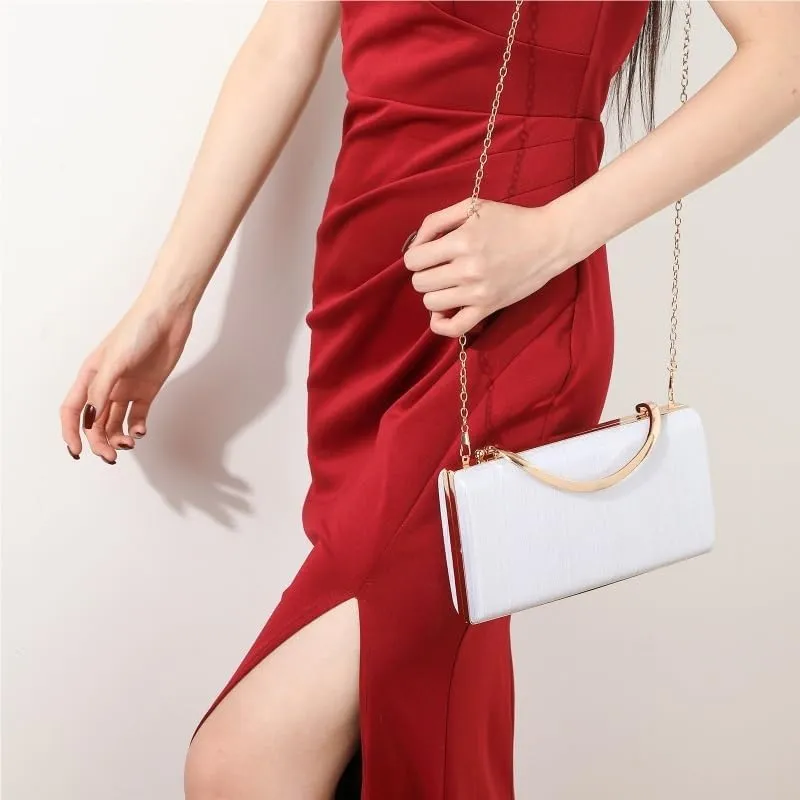 PU Leather Evening Bag French Simple Clutch Purses(Gray)