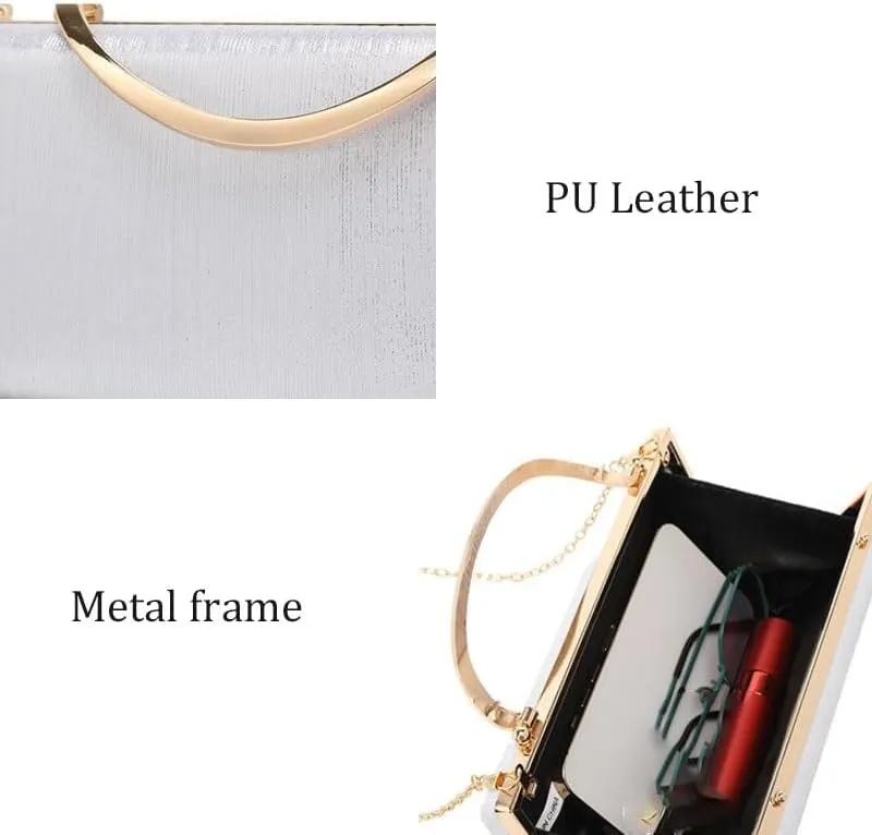 PU Leather Evening Bag French Simple Clutch Purses(Gray)