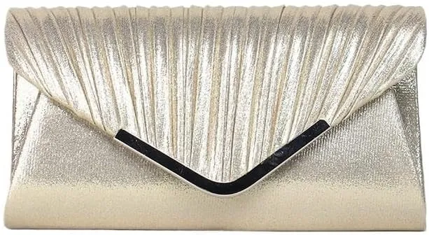 PU Leather Pleats Evening Bag Simple Versatile Clutch Purses