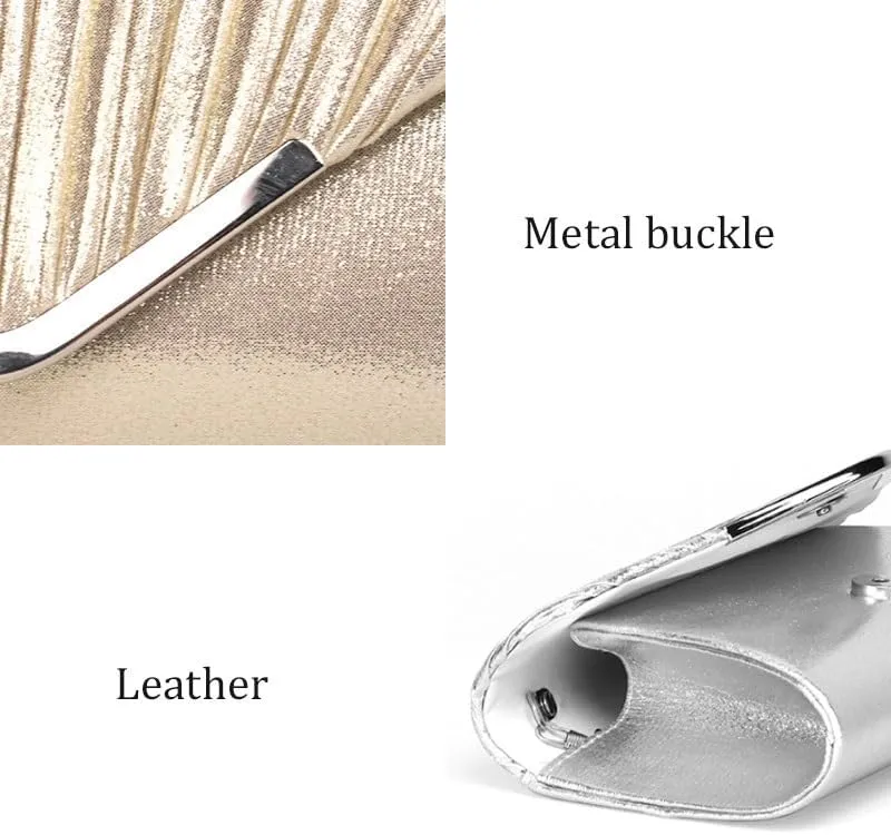 PU Leather Pleats Evening Bag Simple Versatile Clutch Purses