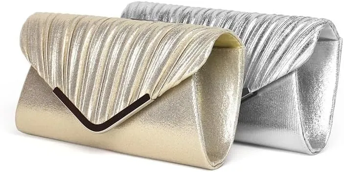 PU Leather Pleats Evening Bag Simple Versatile Clutch Purses
