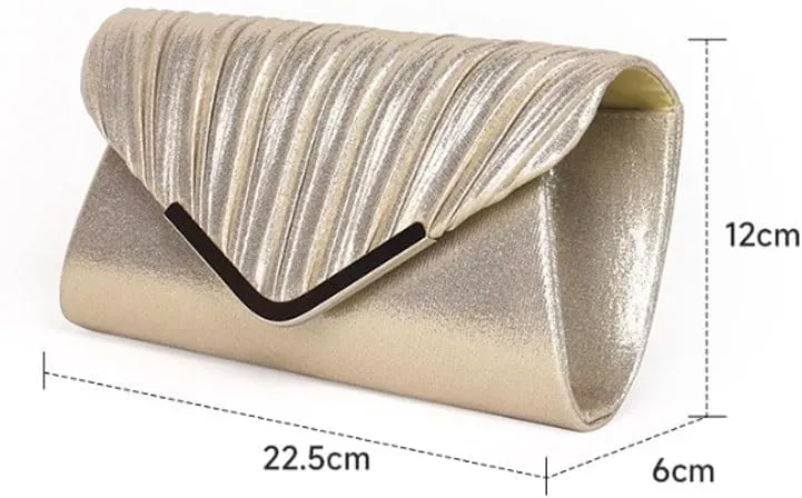 PU Leather Pleats Evening Bag Simple Versatile Clutch Purses