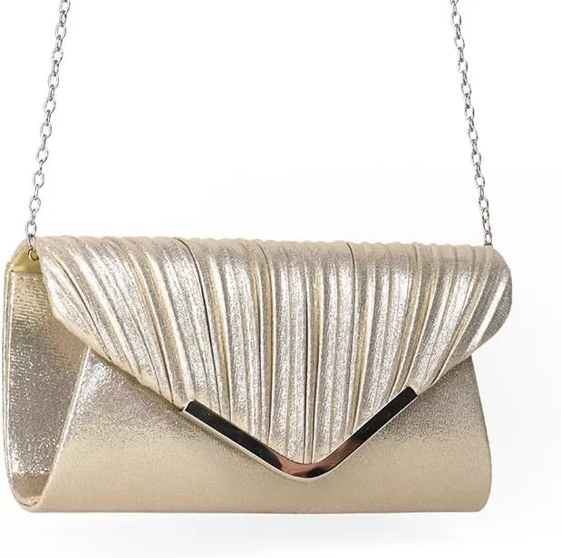 PU Leather Pleats Evening Bag Simple Versatile Clutch Purses