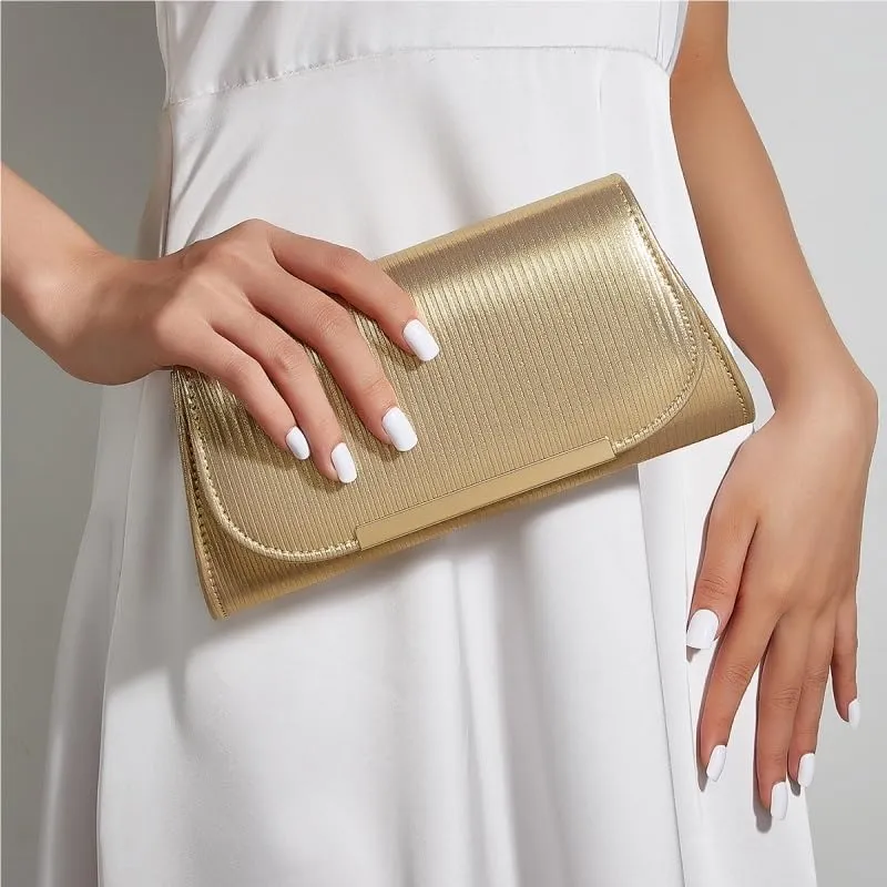 PU Leather Women's Evening Bag Flap Simple Clutch Purses