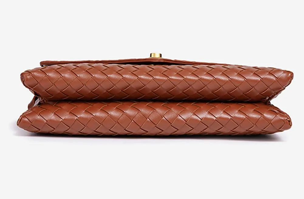 PU Leather Woven Crossbody Purses Women Crescent Hobo Bags Satchel Shoulder Bag Knotlock Messenger Envelope Handbag 2025