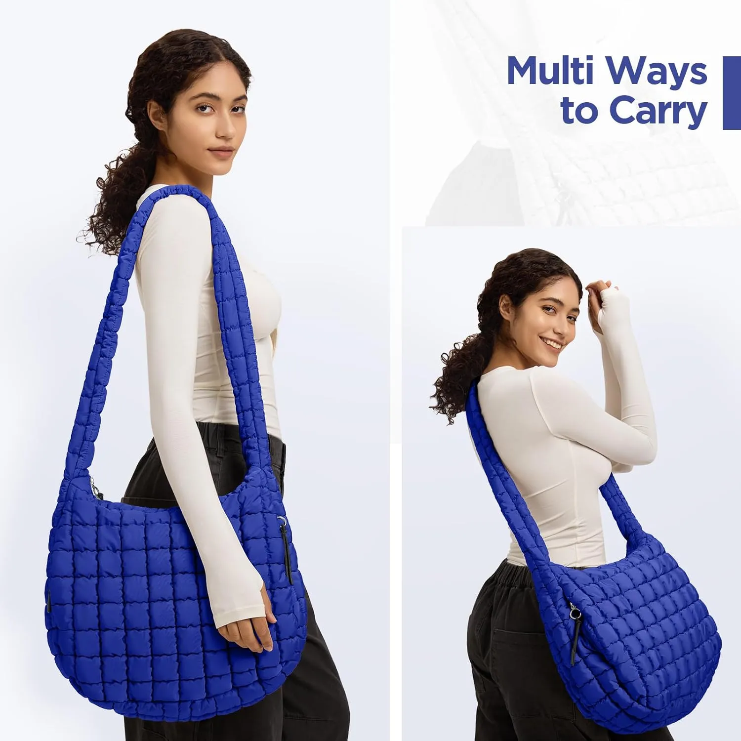 Puffer Tote Bag for Women Large Quilted Tote Bag Quilted Carryall Bag Soft Puffy Crossbody Bag Hobo Handbags Puff Purse