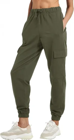 PULI Women's Loose Cargo Sweatpants Pockets Sporty Gym Athletic Fit Jogger Pants Yoga Lounge Trousers