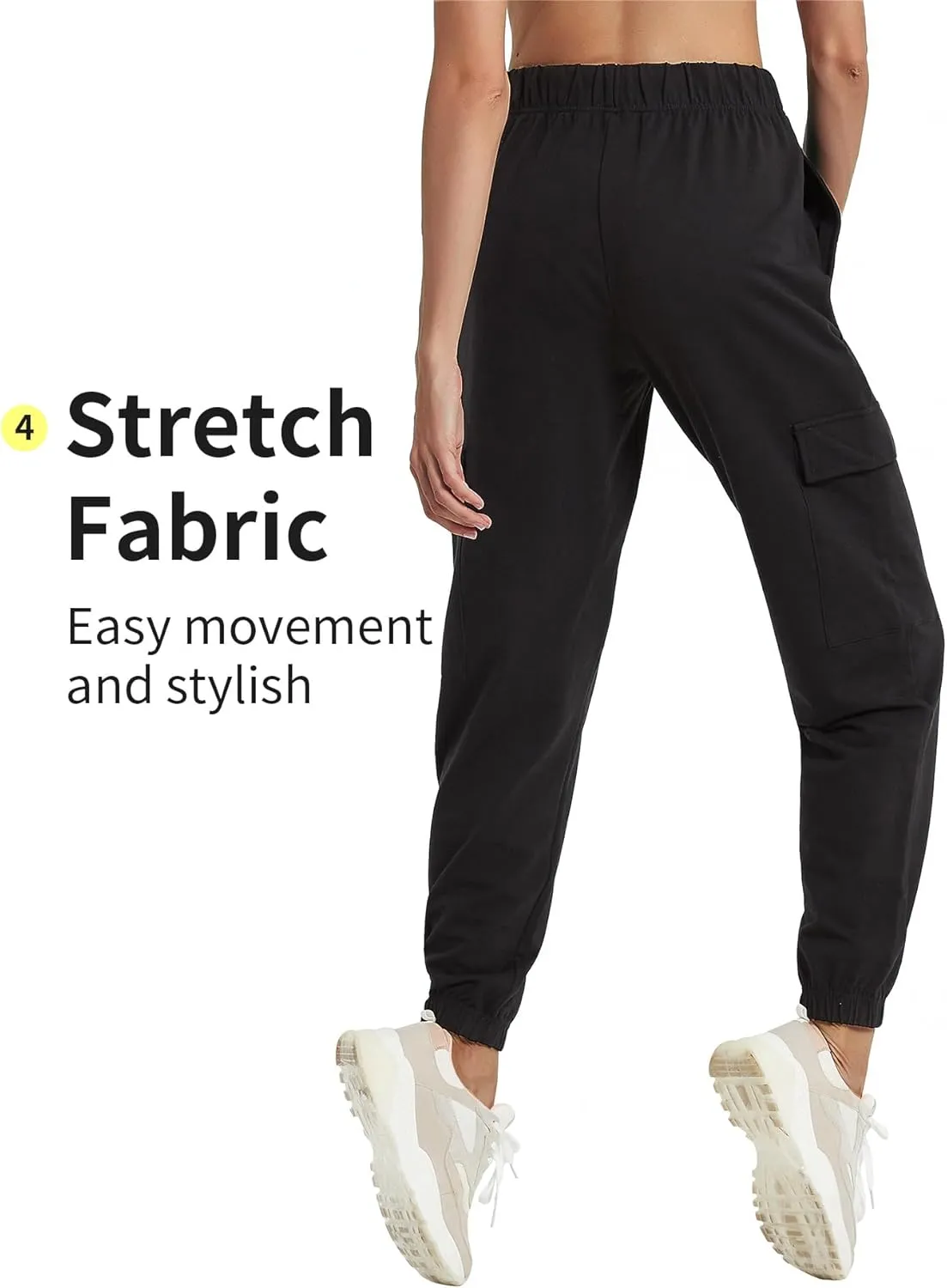 PULI Women's Loose Cargo Sweatpants Pockets Sporty Gym Athletic Fit Jogger Pants Yoga Lounge Trousers