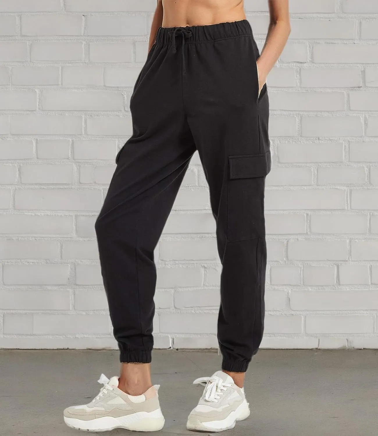 PULI Women's Loose Cargo Sweatpants Pockets Sporty Gym Athletic Fit Jogger Pants Yoga Lounge Trousers