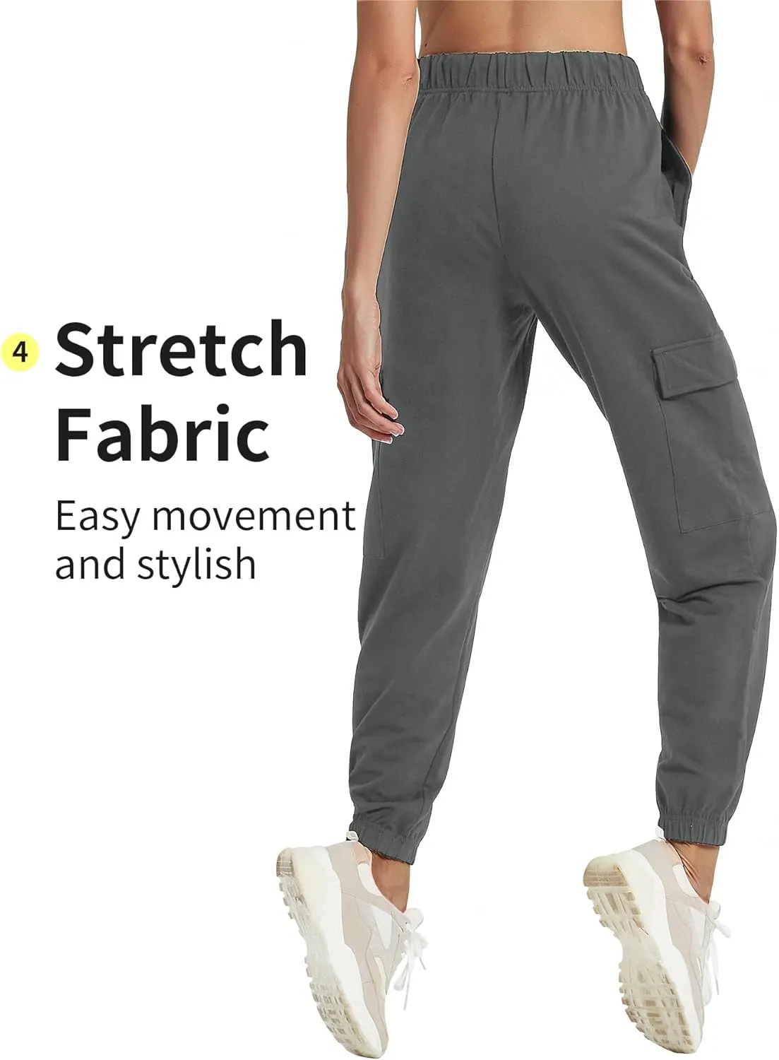 PULI Women's Loose Cargo Sweatpants Pockets Sporty Gym Athletic Fit Jogger Pants Yoga Lounge Trousers
